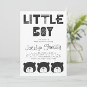 Invitation Mountain Baby | Ours noir | Baby shower garçon (Debout devant)