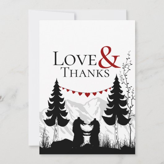 Invitation Mountain Bears Love and Thanks on Back Mariage (Dos)