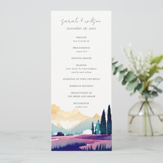 Invitation Mountain Country Field Landscape Wedscape Programm (Debout devant)