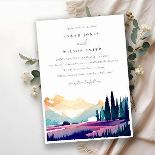 Invitation Mountain Country Lilac Fields Mariage paysager