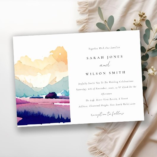 Invitation Mountain Country Lilac Fields Mariage paysager