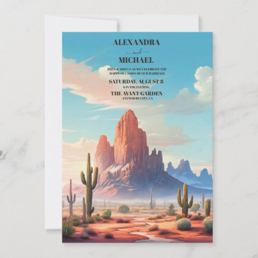 Invitation Mountain Desert et Cactus Mariage (Devant)