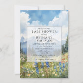 Invitation Mountain Floral Meadow Photo QR Code Baby Shower (Devant)