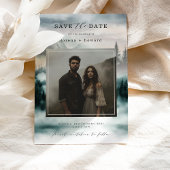 Invitation Mountain Fog Pine Forest Save the Date Photo