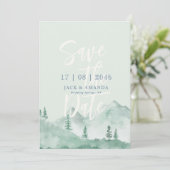 Invitation Mountain Foreat mariage nature enregistrer la date (Debout devant)