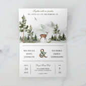 Invitation Mountain Forest Deer QR Code Photo Wedding (Intérieur)