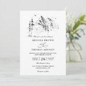 Invitation Mountain forest hand drawn sketch qr code wedding (Debout devant)