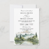 Invitation Mountain Forest Lake Rustic Budget QR Code Wedding (Devant)