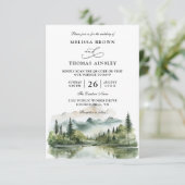 Invitation Mountain Forest Lake Rustic Budget QR Code Wedding (Debout devant)