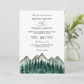 Invitation Mountain Forest Rustic Budget QR Code Wedding (Debout devant)
