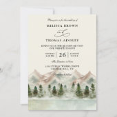 Invitation Mountain Forest Rustic Budget QR Code Wedding (Devant)