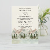 Invitation Mountain Forest Rustic Budget QR Code Wedding (Debout devant)
