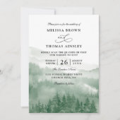 Invitation Mountain Forest Rustic Tree Budget QR Code Wedding (Devant)