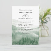 Invitation Mountain Forest Rustic Tree Budget QR Code Wedding (Debout devant)