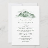 Invitation Mountain Forest Trees Pine Rustic QR Code Wedding (Devant)