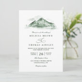 Invitation Mountain Forest Trees Pine Rustic QR Code Wedding (Debout devant)