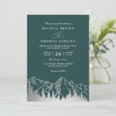 Invitation Mountain Forest Trees Pine Rustic QR Code Wedding (Debout devant)