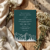 Invitation Mountain Forest Trees Pine Rustic QR Code Wedding