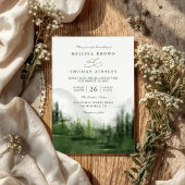 Invitation Mountain Forest Trees Rustic QR Code Wedding