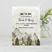 Invitation Mountain Green Pine Tree Save The Date Wedding Art (Debout devant)