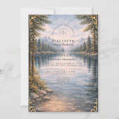 Invitation Mountain Lake Forest Reflection Wedding (Devant)