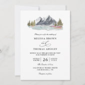 Invitation Mountain Lake Forest Rustic Budget QR Code Wedding (Devant)