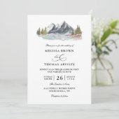Invitation Mountain Lake Forest Rustic Budget QR Code Wedding (Debout devant)