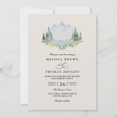 Invitation Mountain Lake Forest Tree Rustic QR Code Wedding (Devant)