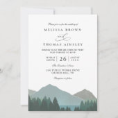 Invitation Mountain Lake Forest Trees Pine QR Code Wedding (Devant)