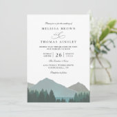 Invitation Mountain Lake Forest Trees Pine QR Code Wedding (Debout devant)