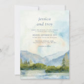 Invitation Mountain Lake Watercolor Destination Wedding (Devant)