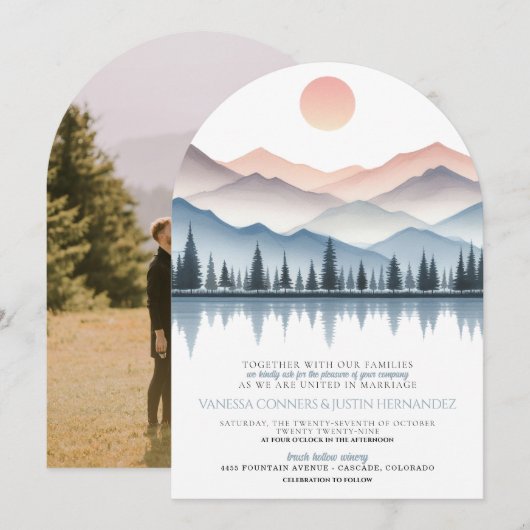 Invitation Mountain Lake Wedding (Devant / Derrière)