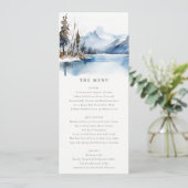 Invitation Mountain Lake Winter Landcape Menu Mariage (Debout devant)