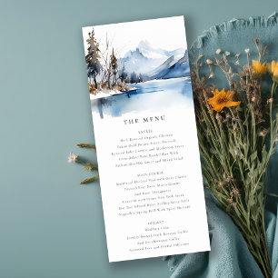 Invitation Mountain Lake Winter Landcape Menu Mariage
