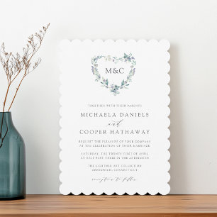 Invitation Mountain Meadow Aquarelle Coeur Monogramme Mariage