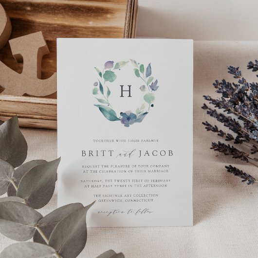 Invitation Mountain Meadow | Mariage de monogramme floral