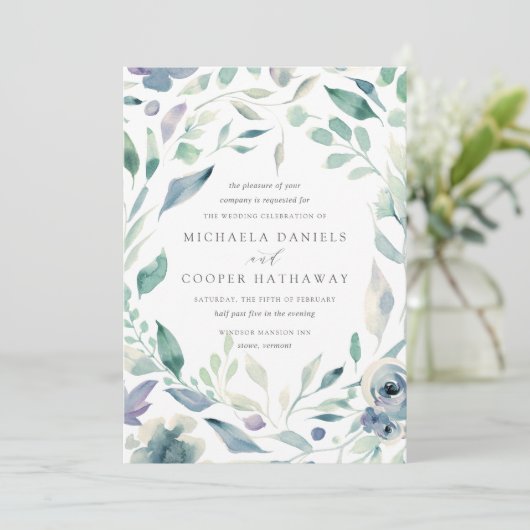 Invitation Mountain Meadow | Mariage floral de l'aquarelle de (Debout devant)