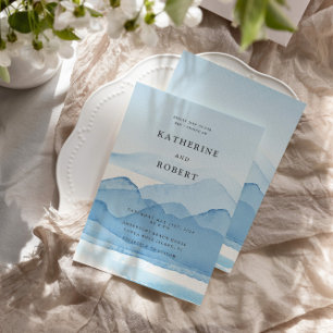 Invitation Mountain Range Blue Destination Wedding