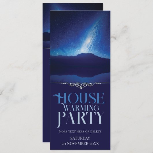 Invitation Mountain Reflection Astro Sky House Party (Devant / Derrière)