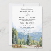 Invitation Mountain Rustic Aspen Colorado QR Code Wedding (Devant)