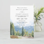 Invitation Mountain Rustic Aspen Colorado QR Code Wedding (Debout devant)