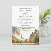 Invitation Mountain Rustic Forest Budget QR Code Wedding (Debout devant)