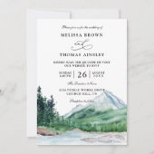 Invitation Mountain Rustic Lake Modern Budget QR Code Wedding (Devant)