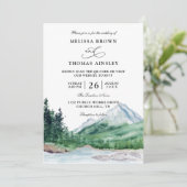Invitation Mountain Rustic Lake Modern Budget QR Code Wedding (Debout devant)