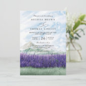 Invitation Mountain Rustic Lavender Meadow QR Code Wedding (Debout devant)