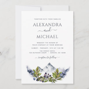 Invitation Mountain Rustic Photo Aquarelle Mariage de verdure