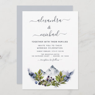 Invitation Mountain Rustic Watercolor Mariage