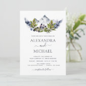 Invitation Mountain Rustic Watercolor Mariage (Debout devant)