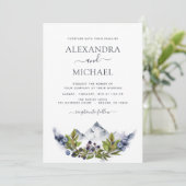 Invitation Mountain Rustic Watercolor Mariage (Debout devant)