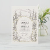 Invitation Mountain Trees Forest Rustic QR Code Wedding (Debout devant)